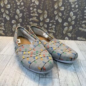 Toms Size 9 Christmas Lights Glow in Dark Faux Fur Lined Shoes Flats Womens